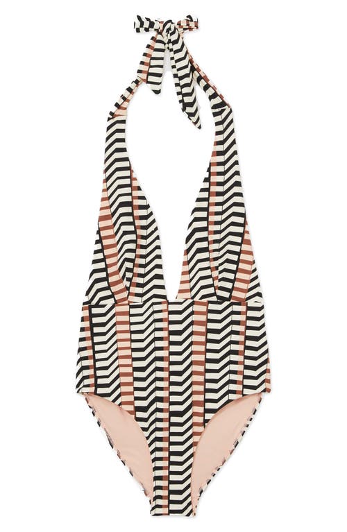 Reiss Abi Plunge Halter One-piece Swimsuit In Pattern