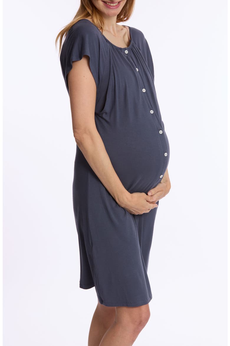 Louna Maternity and Nursing Nightdress, Alternate, color, MIDNIGHT BLUE