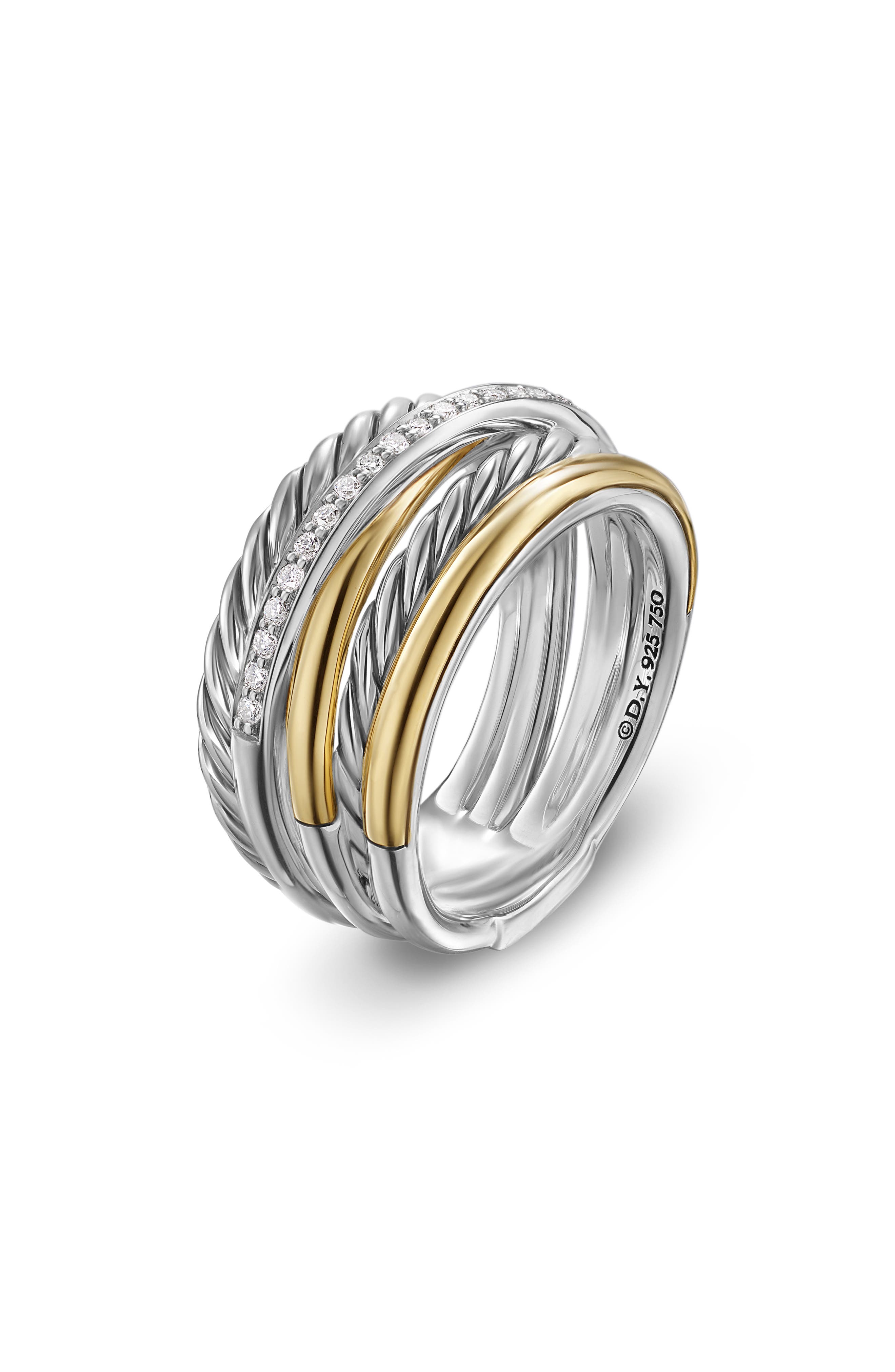 David Yurman Crossover 18k Gold & Sterling Silver Diamond Ring (Women ...