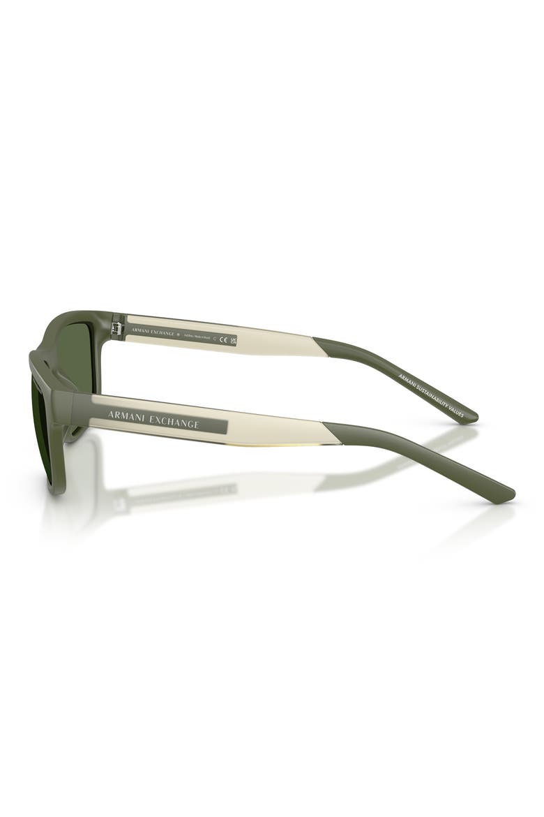 55mm Rectangular Sunglasses, Alternate, color, MATTE GREEN / DARK GREEN