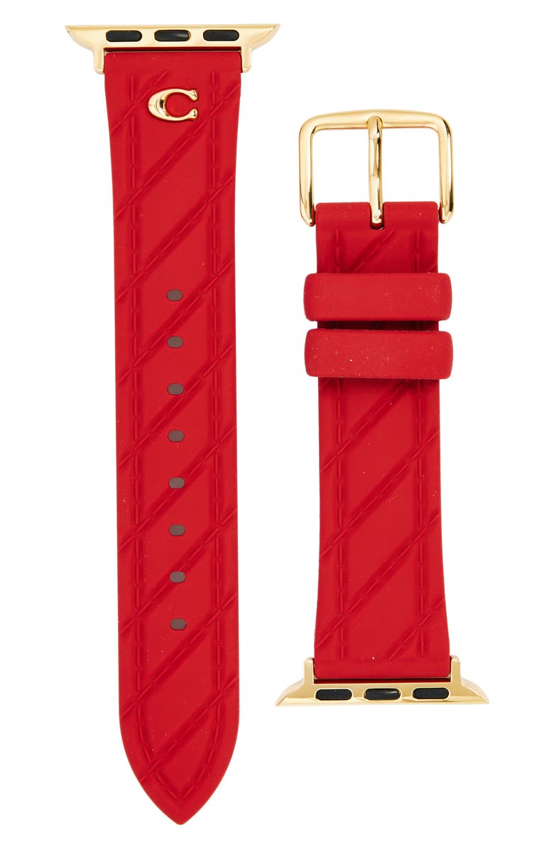 COACH Quilted 20mm Apple Watch<sup>®</sup> Watchband, Main, color, Red