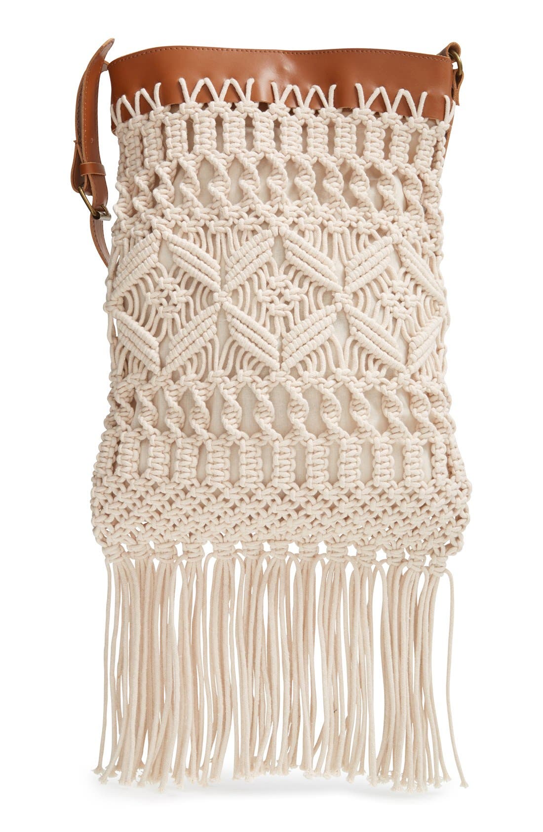 Crochet Crossbody Bag, Main, color, NATURAL