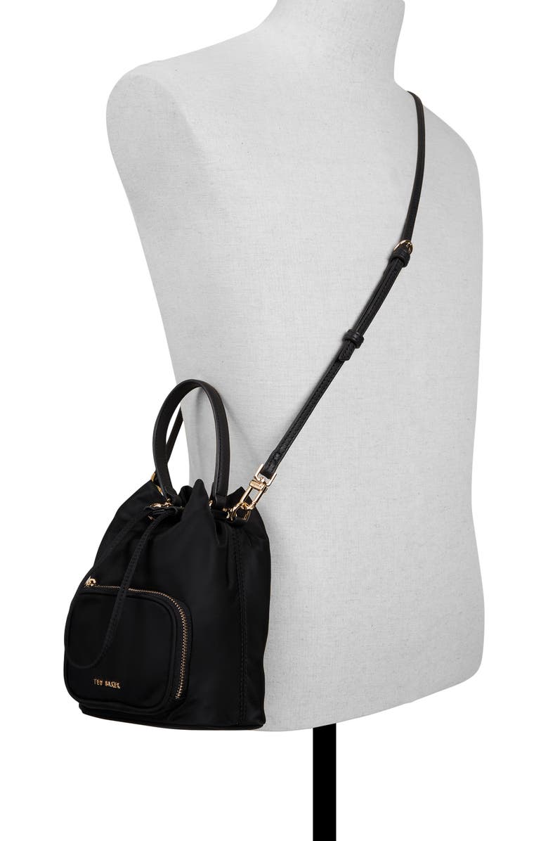 Ted Baker London Lola Nylon Bucket Bag, Alternate, color, Black