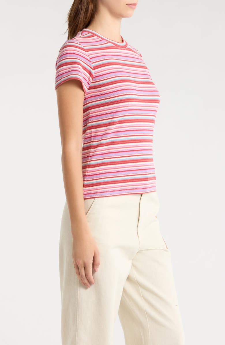 Marine Layer Lexi Stripe Rib T-Shirt, Alternate, color, Pink Stripe