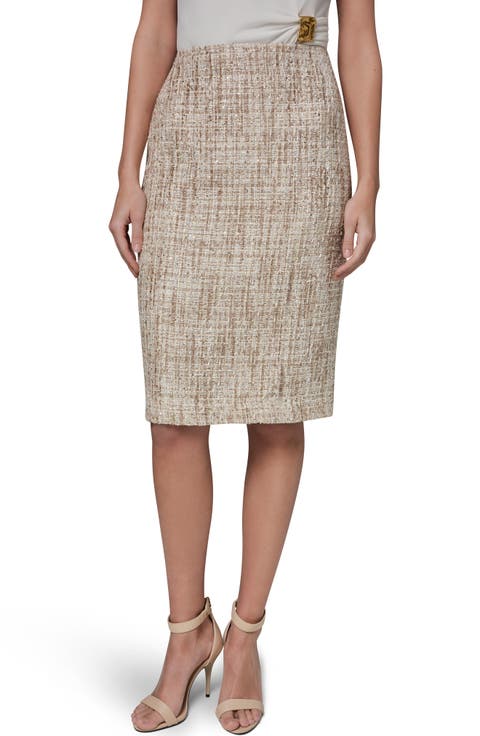 Sequin Tweed Pencil Skirt