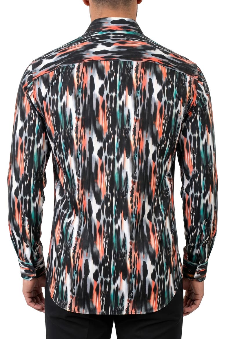 Fibonacci Contemporary Fit Button-Up Shirt, Alternate, color, BLACK