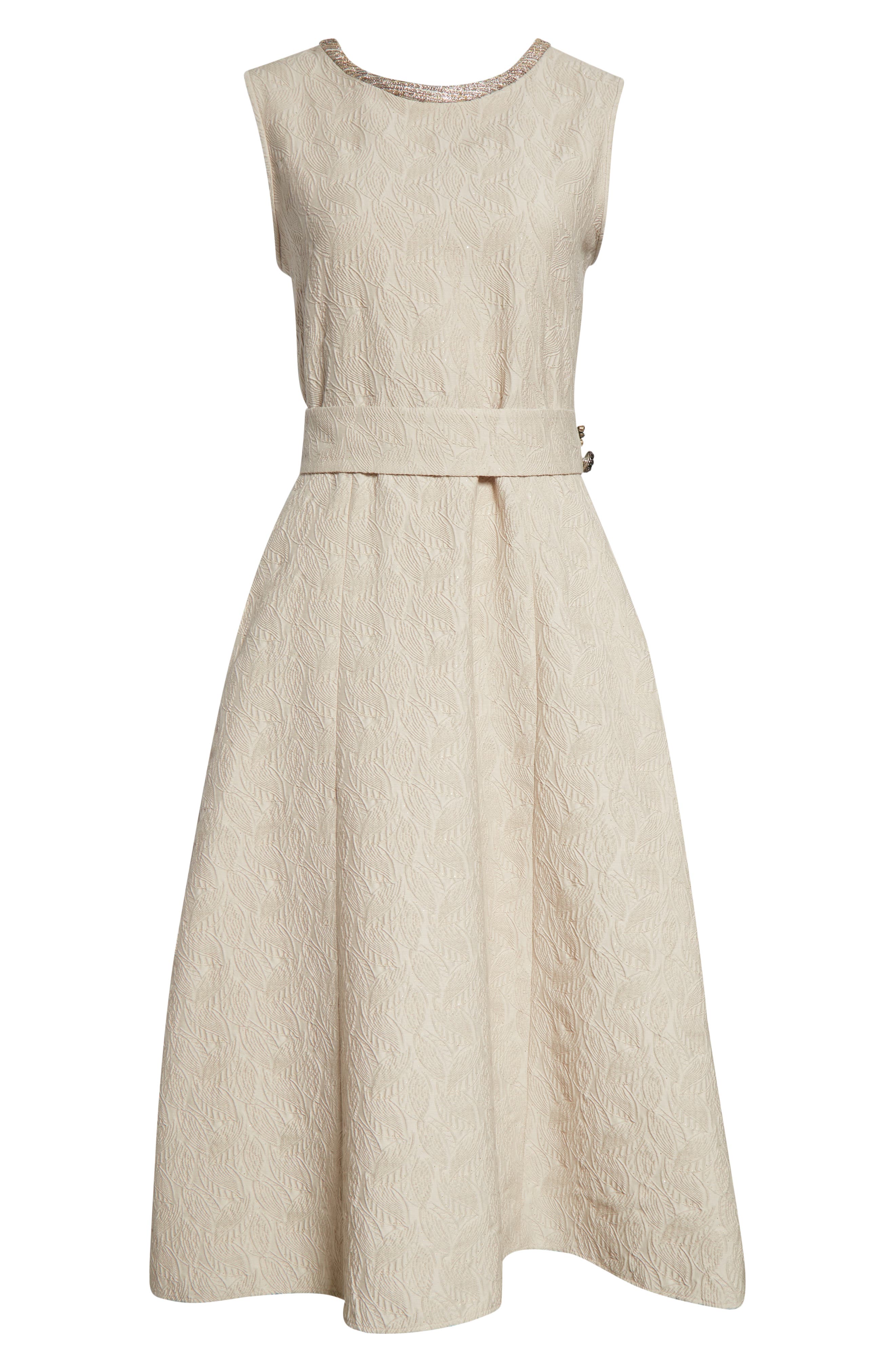 Carmen Leaf Jacquard Belted Midi Dress (Women) | Nordstrom