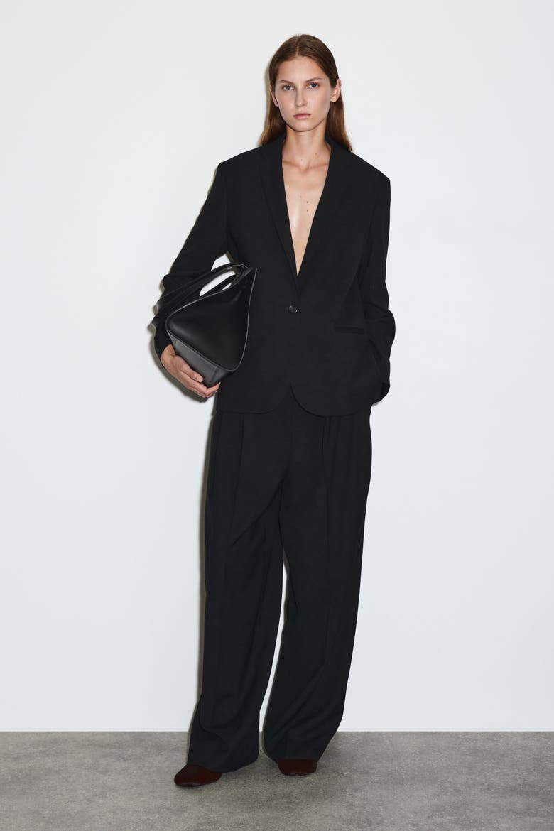 Wool-blend Blazer, Alternate, color, BLACK
