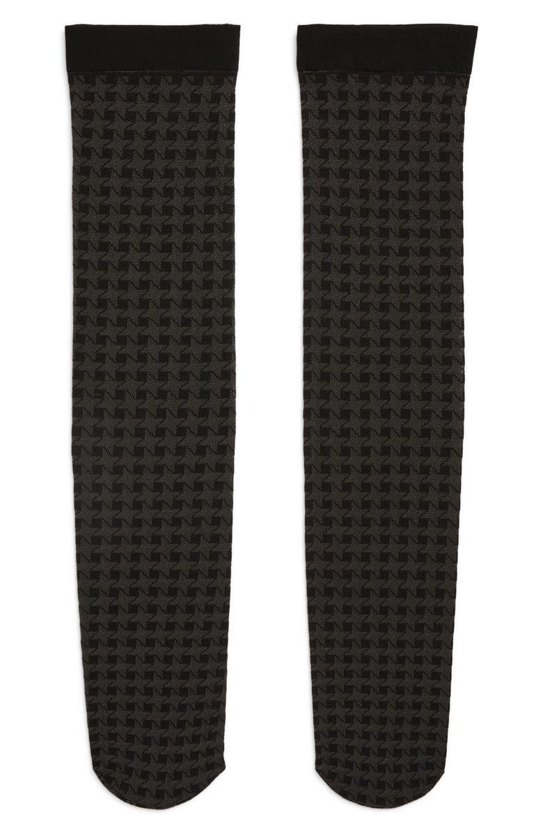 Hue Tonal Houndstooth Knee High Socks, Alternate, color,