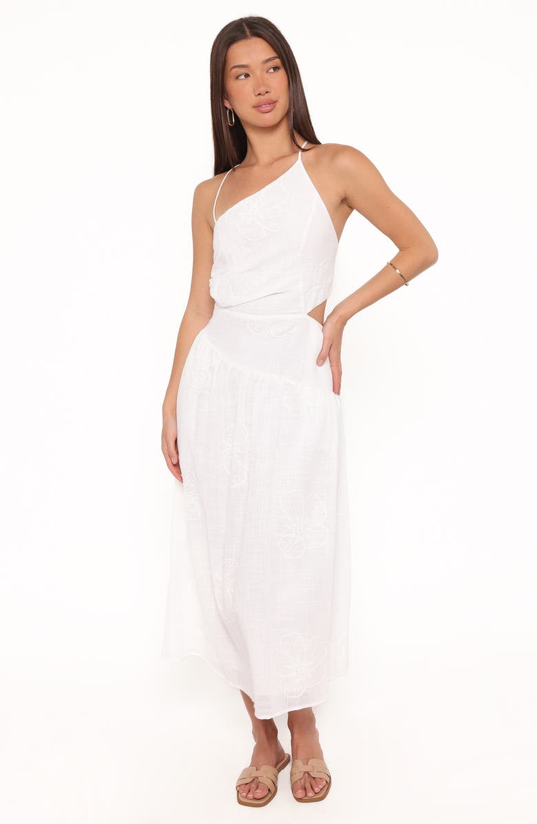 Petal & Pup Olivea Asymmetric Cutout Cotton Blend Midi Sundress, Alternate, color, 