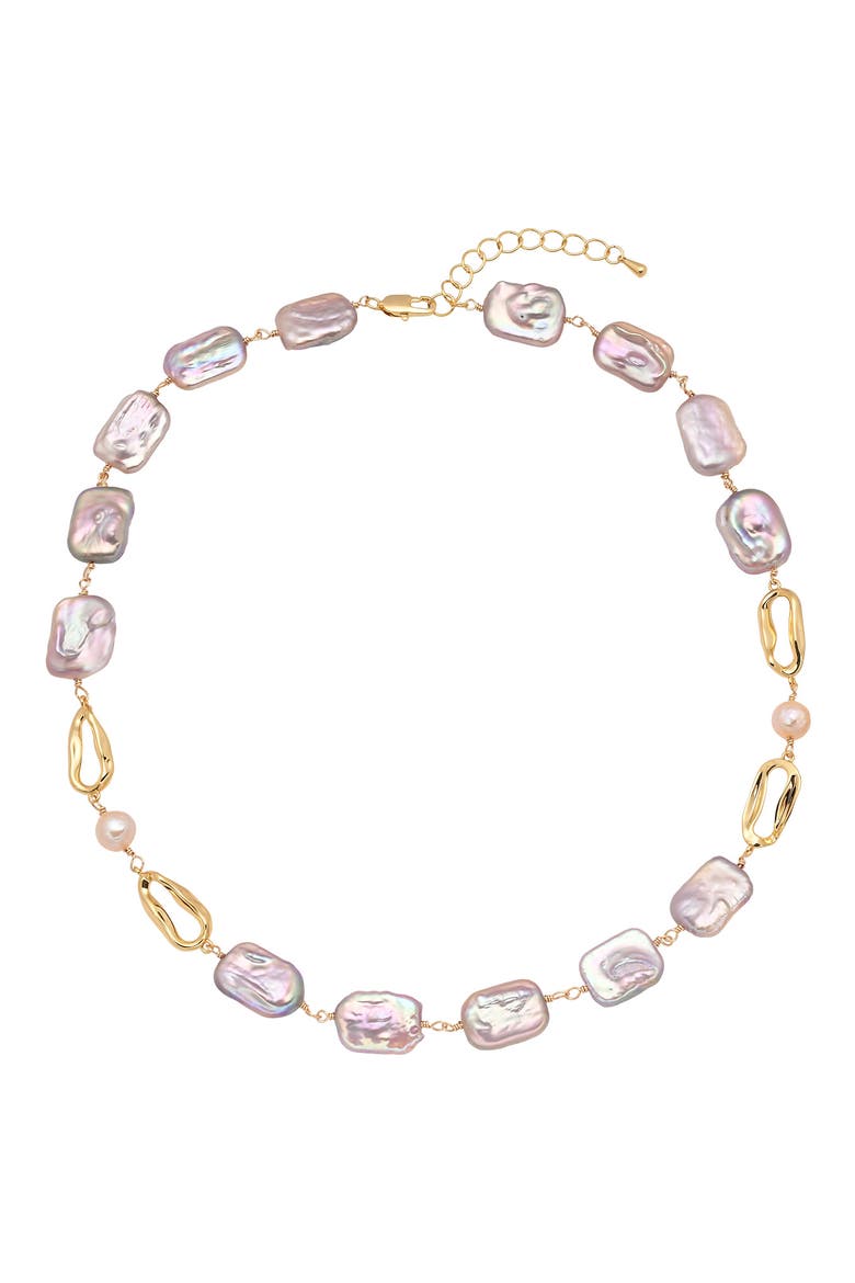 Samantha Mother-of-Pearl & Faux Pearl Station Necklace, Alternate, color, GOLD