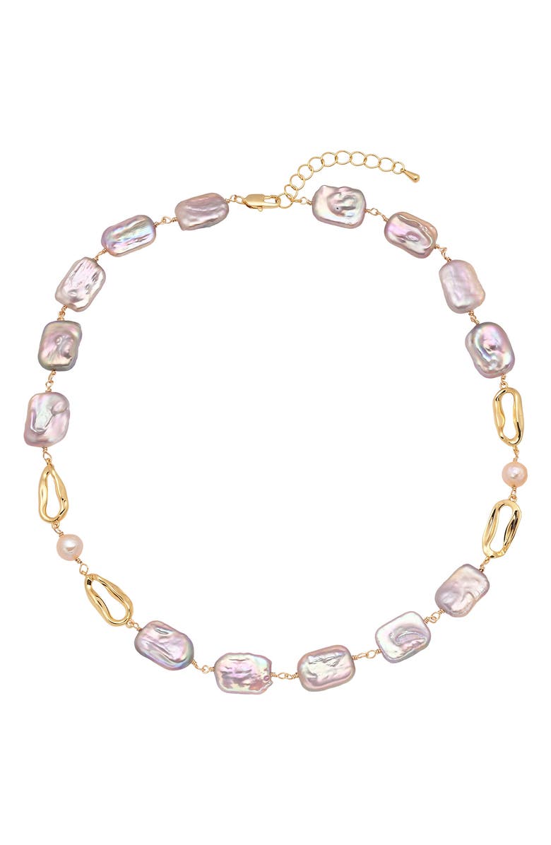 EYE CANDY LOS ANGELES Samantha Mother-of-Pearl & Faux Pearl Station Necklace, Alternate, color, Gold