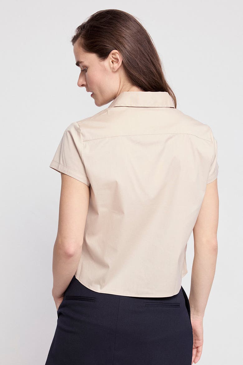 The Boxy Short Sleeve Cropped Shirt, Alternate, color, Taupe