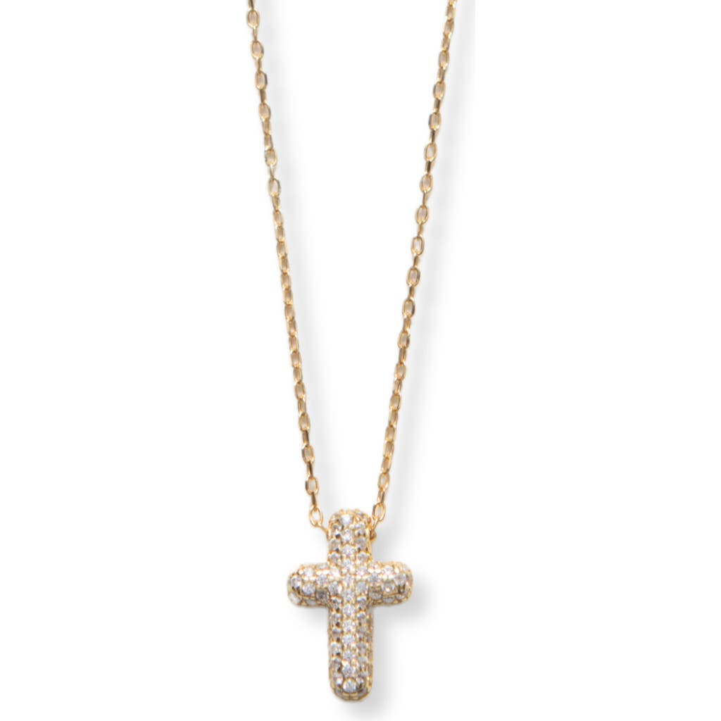 Argento Vivo Sterling Silver Pavé Cubic Zirconia Cross Pendant Necklace In Gold