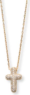 Argento Vivo Sterling Silver Pavé Cubic Zirconia Cross Pendant Necklace