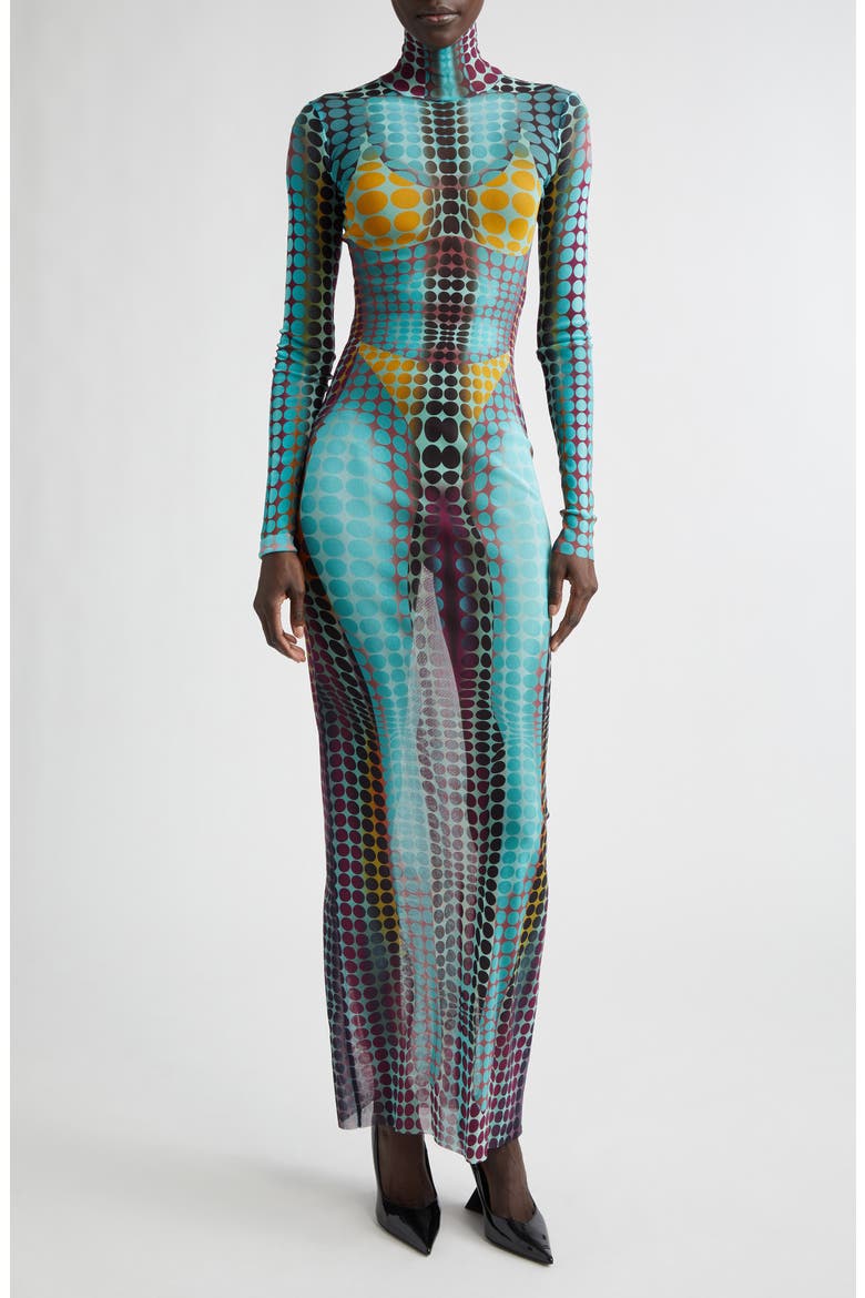 gaultier mesh dress JEAN PAUL GAULTIER Trompe L''Oeil sheer tuxedo print mesh dress available  in size S-L @jeanpaulgaultier