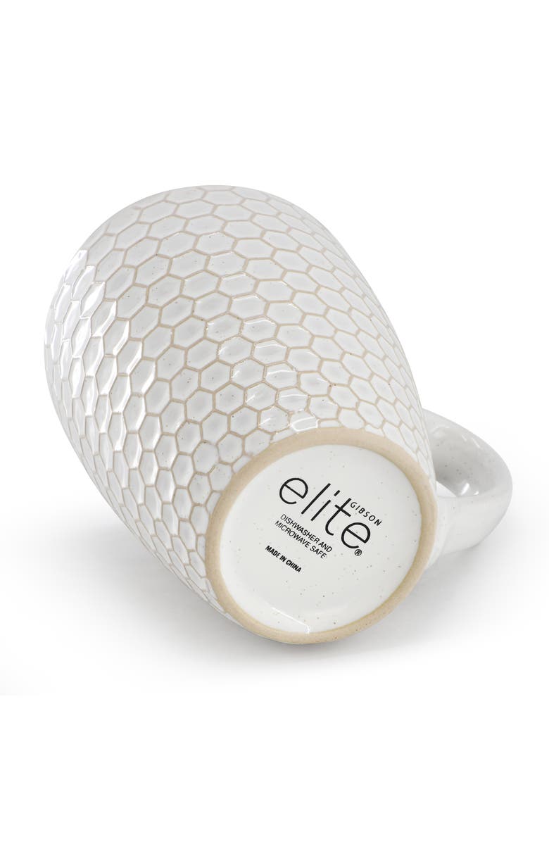 Gibson Elite Earlhart 4 Piece 16 Ounce Stoneware Assorted Pattern Mug Set, Alternate, color, White