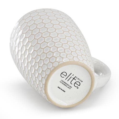 Gibson Elite Earlhart 4 Piece 16 Ounce Stoneware Assorted Pattern Mug Set In White