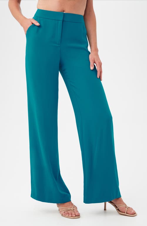 Trina Turk Westport Velvet Wide Leg Pant In Blue