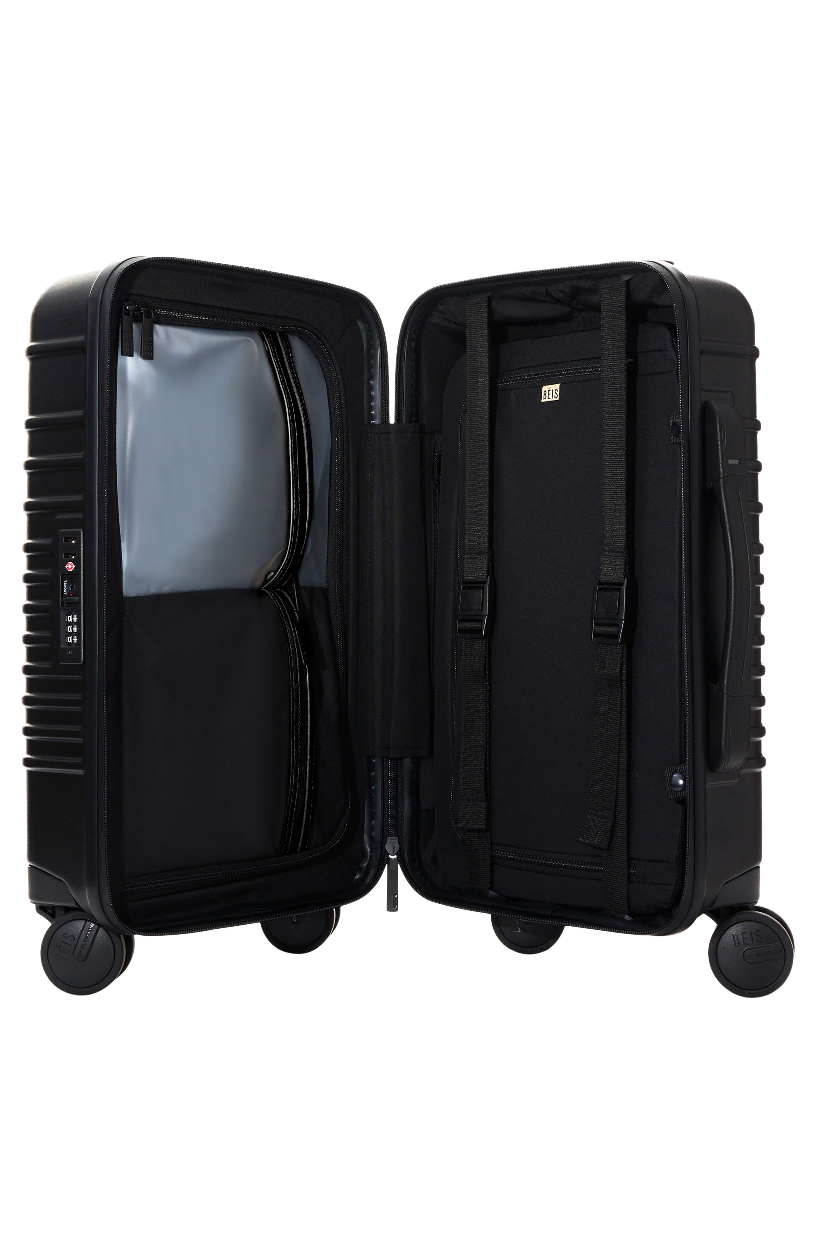 Béis The Small Carry-On Roller Suitcase, Alternate, color, All Black