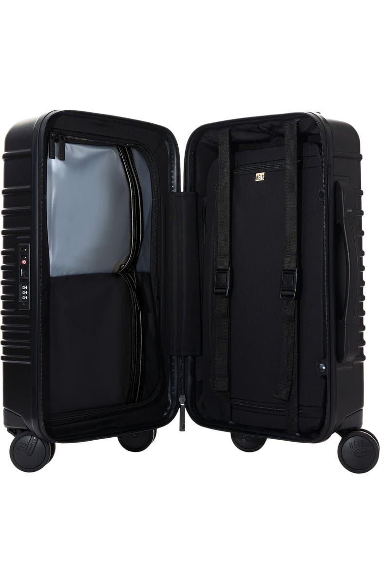 Béis The Small Carry-On Roller Suitcase, Alternate, color, All Black