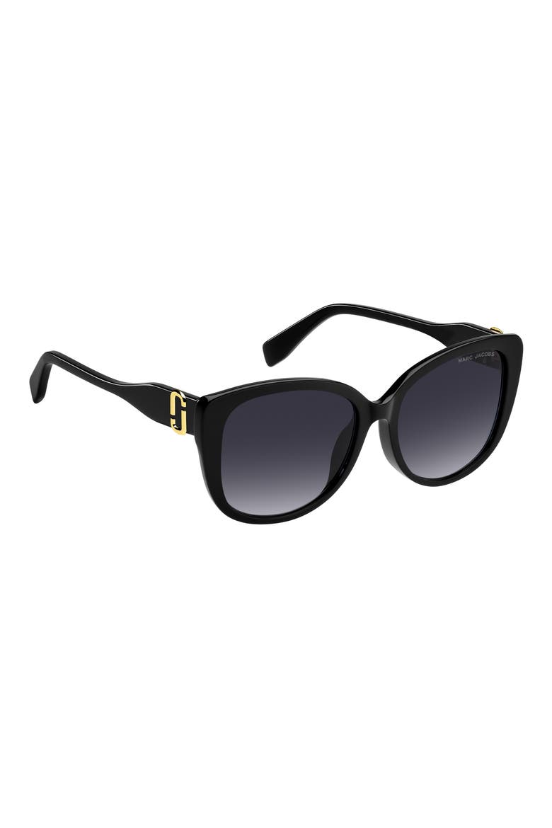 57mm Gradient Cat Eye Sunglasses, Alternate, color, BLACK/ DARK GREY