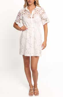 Petal & Pup Lucinda Embroidered Mini Shirtdress