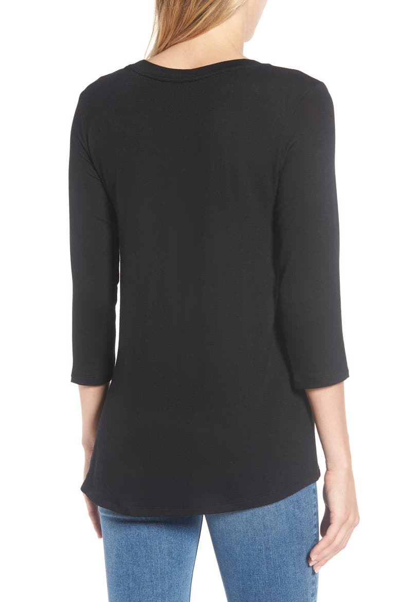 Lightweight Twist Hem Top, Alternate, color, BLACK