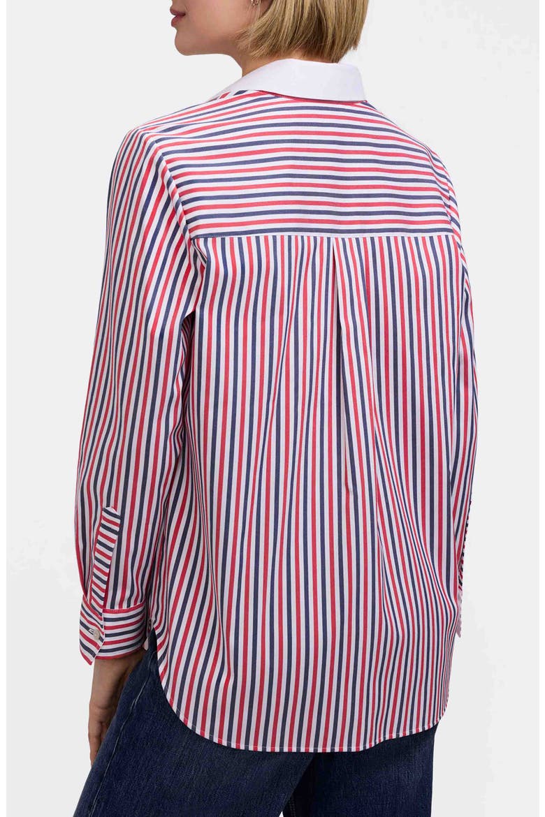 Stripe Boyfriend Button-Up Shirt, Alternate, color, RED/ NAVY BLUE