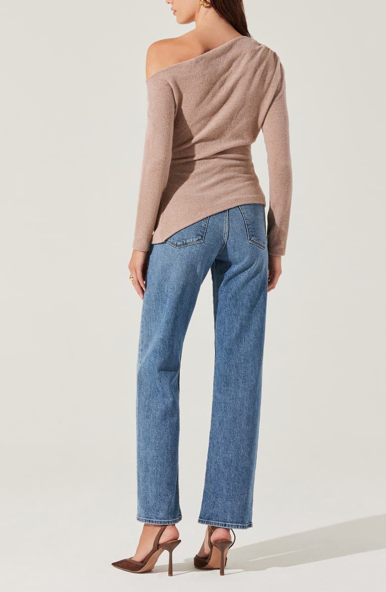 ASTR the Label One-Shoulder Tie Hem Knit Top, Alternate, color, Ashy Taupe