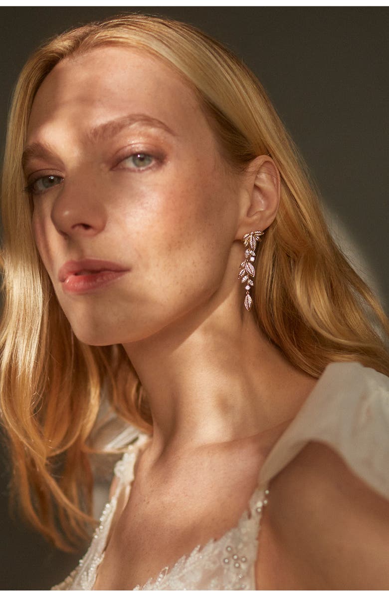 Nadri Midsommer Leaf Linear Drop Earrings, Alternate, color, 