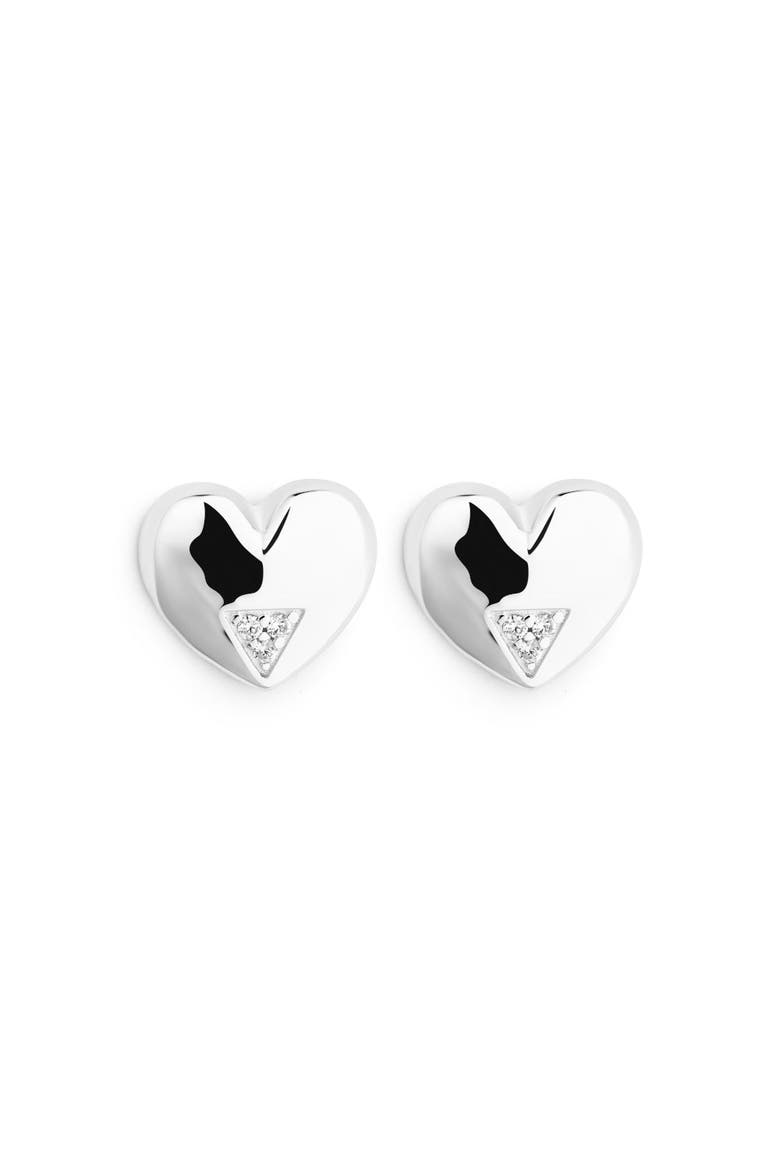 Art Deco Hearts Studs, Alternate, color, Sterling Silver
