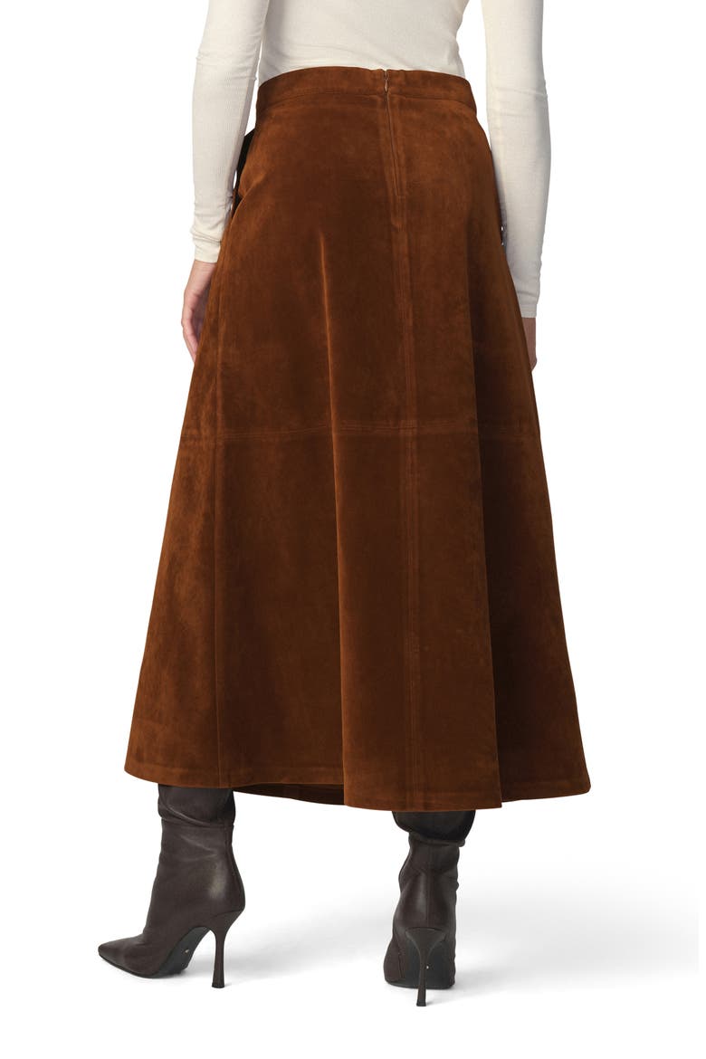 Tavi Faux Suede Midi Skirt, Alternate, color, CHESTNUT