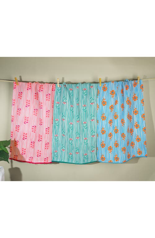 Tiramisu Summer Floral Stripe Kitchen Towel Set In Multi