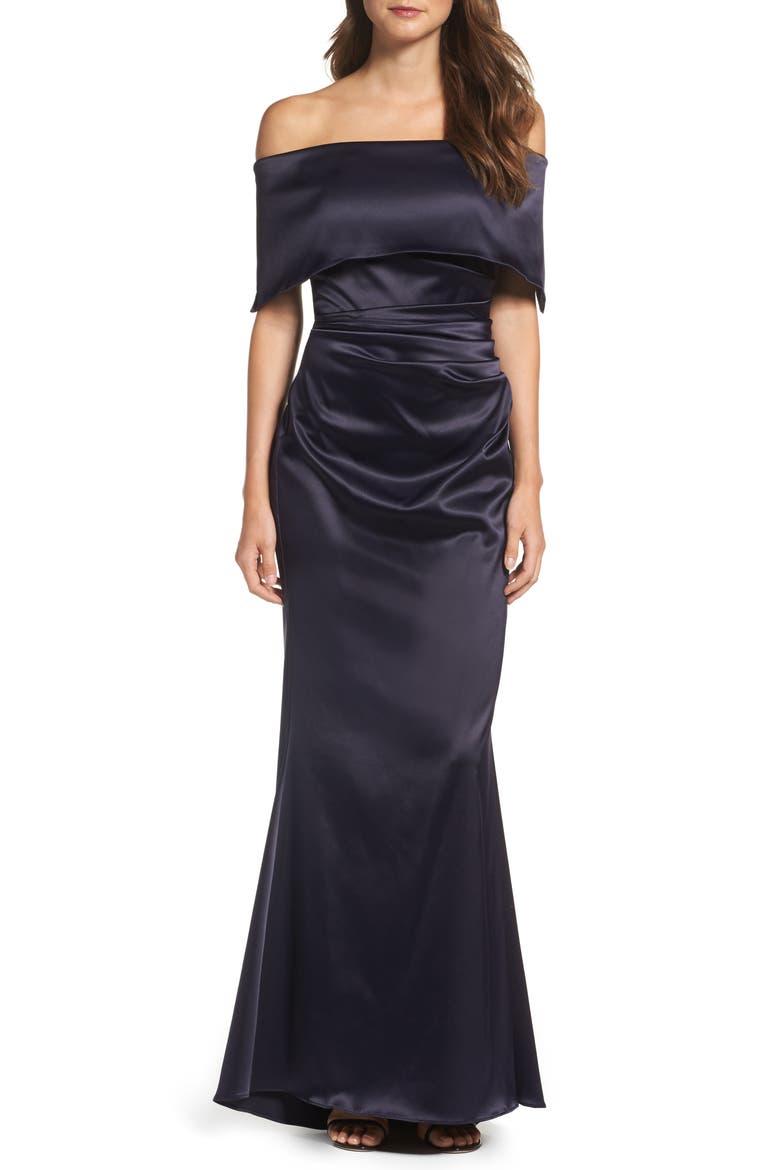 Off the Shoulder Gown, Main, color, NAVY