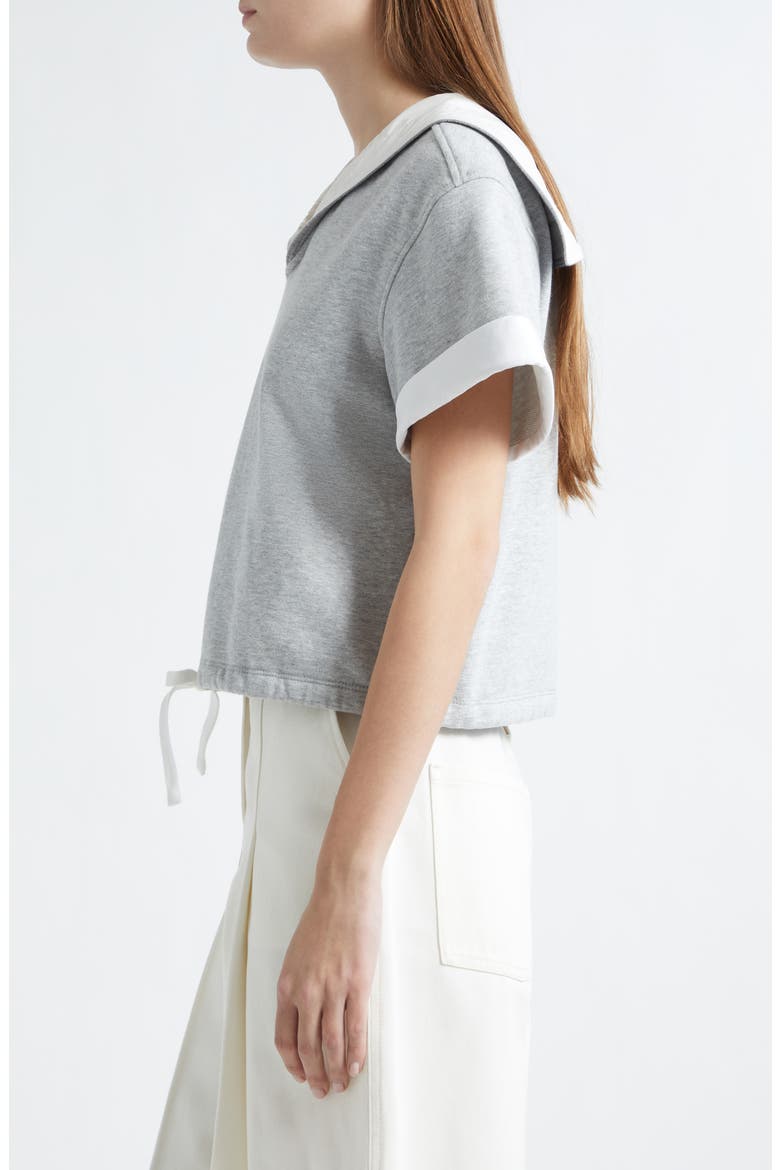 French Terry Sailor Top, Alternate, color, LIGHT GREY MELANGE-WHITE