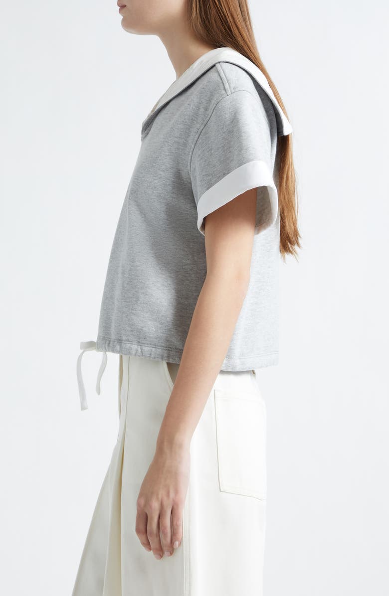 3.1 Phillip Lim French Terry Sailor Top, Alternate, color, Light Grey Melange-White