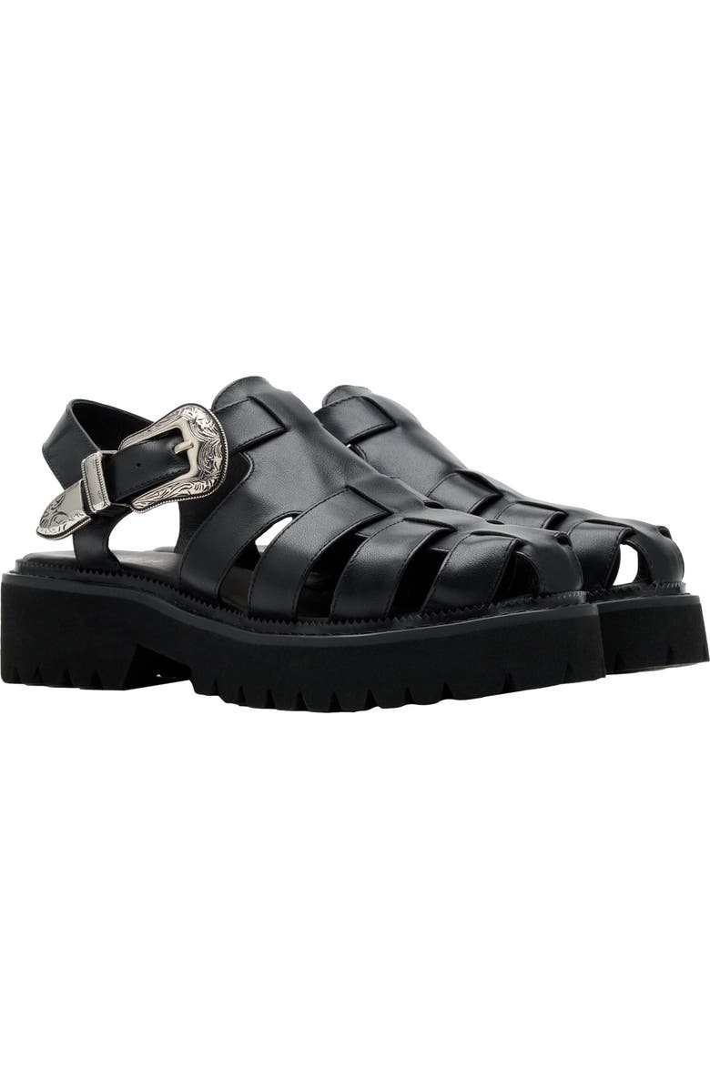 MARC NOLAN Maya Lug Fisherman Sandals, Alternate, color, Black