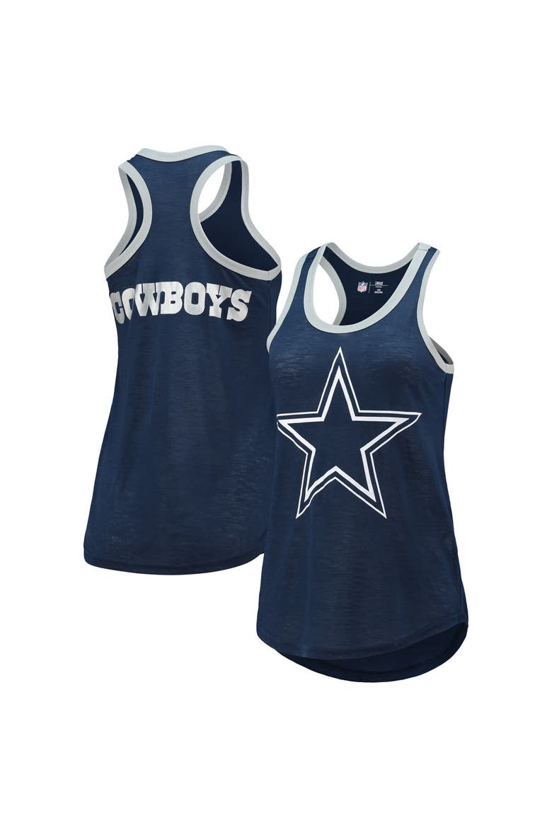 Women's G-III 4Her by Carl Banks Navy Dallas Cowboys Tater Burnout Tank Top, Main, color, Navy