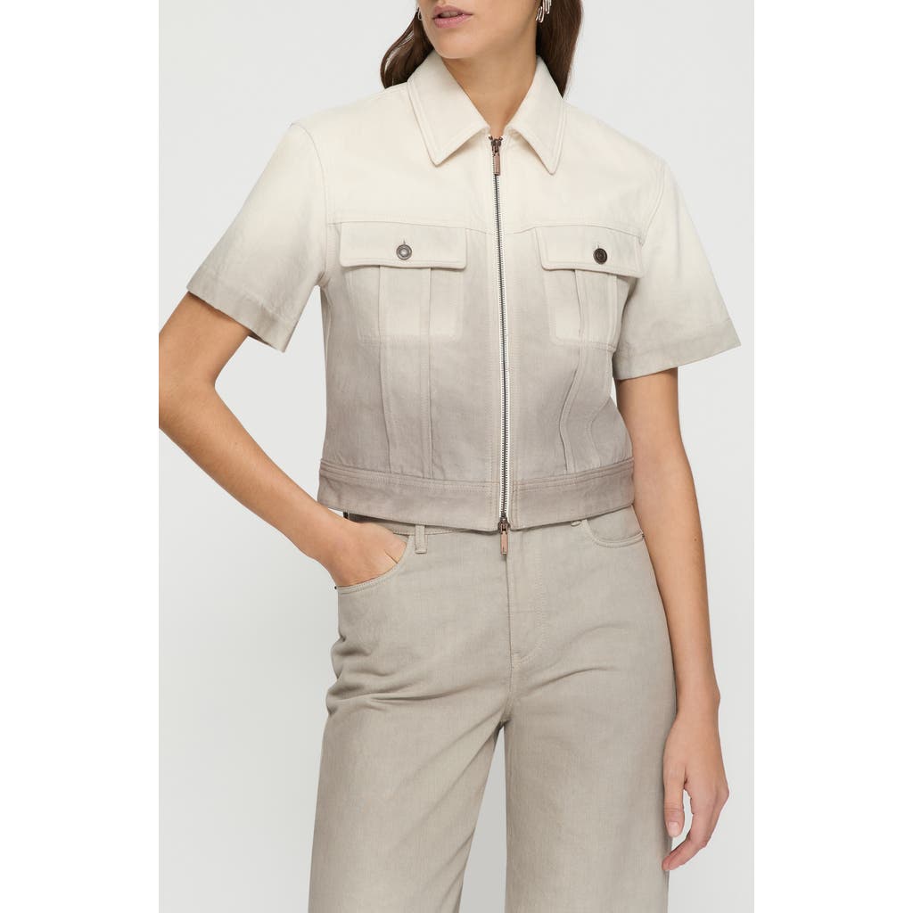 LAFAYETTE 148 LAFAYETTE 148 NEW YORK HAND DIP DYE SHORT SLEEVE ZIP DENIM JACKET