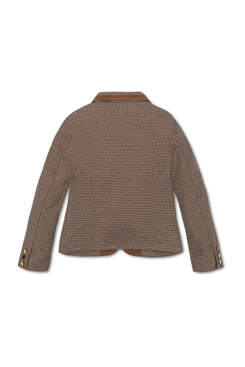 Kids' Organic Brushed Cotton Dress Blazer, Alternate, color, Camel Houndstooth