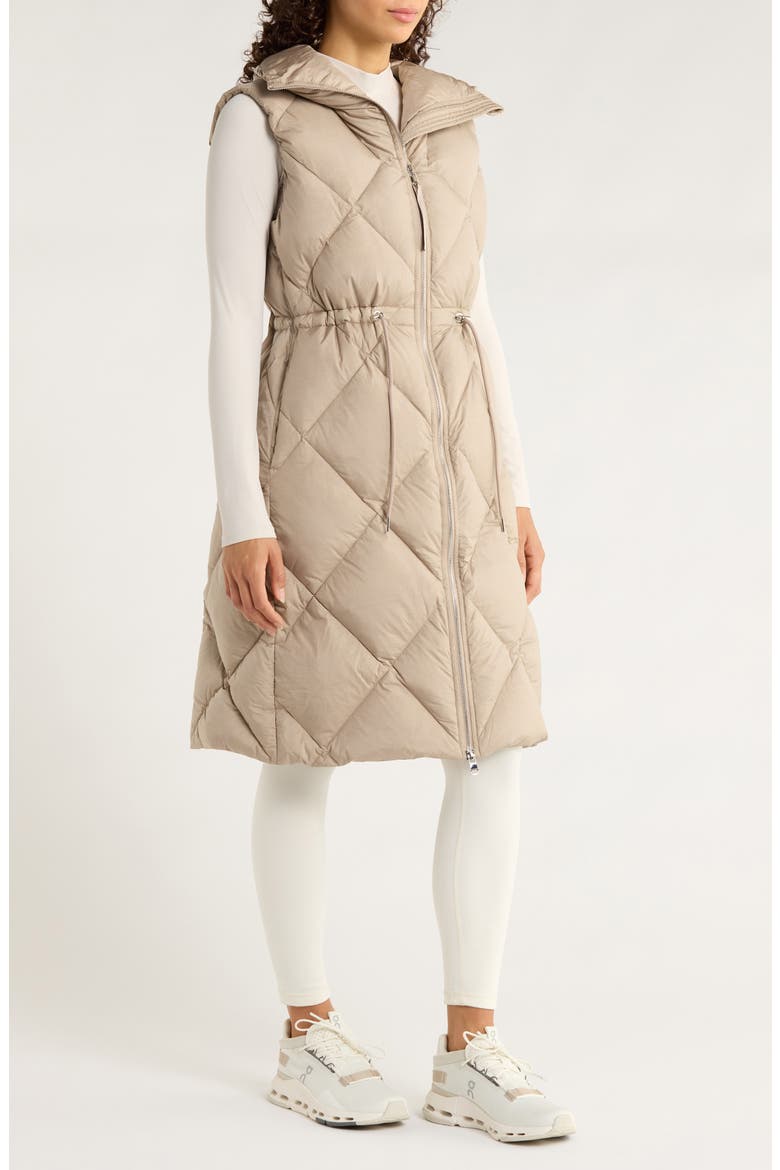Navine Quilted Longline Down Vest, Alternate, color, PORTABELLA METALLIC
