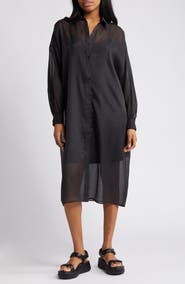 Dressed in Lala Barely There Long Sleeve Semisheer Shirtdress