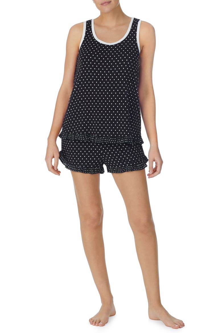 sleeveless short pajamas, Main, color, BLACK IVORY DOT