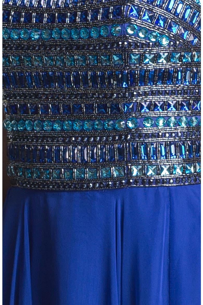 Embellished Strapless Chiffon Gown, Alternate, color, ROYAL