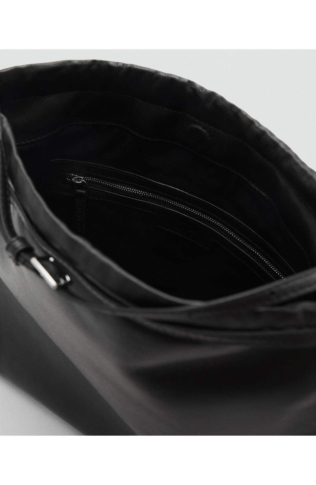 MANGO Gathered Leather Shopper Bag, Alternate, color, 