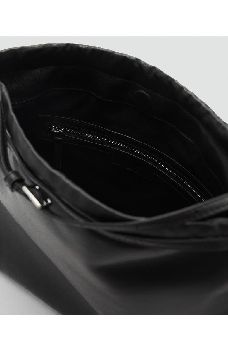 MANGO Gathered Leather Shopper Bag, Alternate, color,