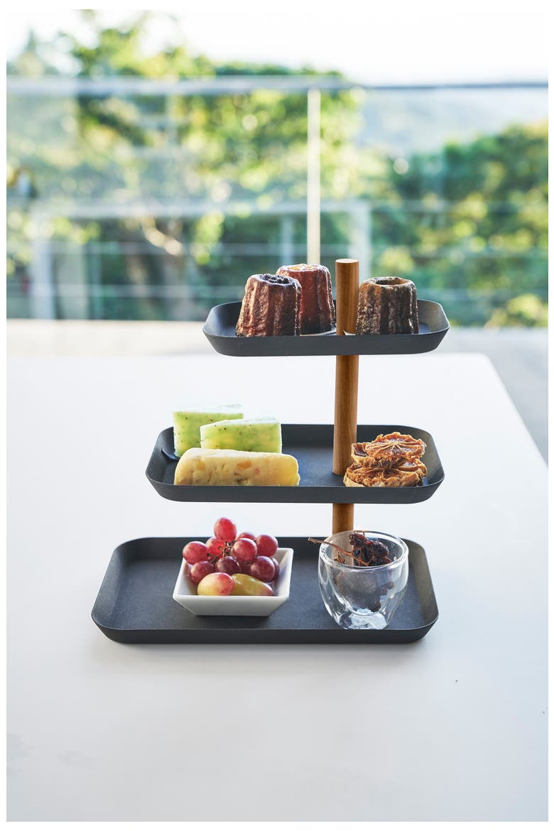 3-Tier Display Tray, Alternate, color, WALNUT