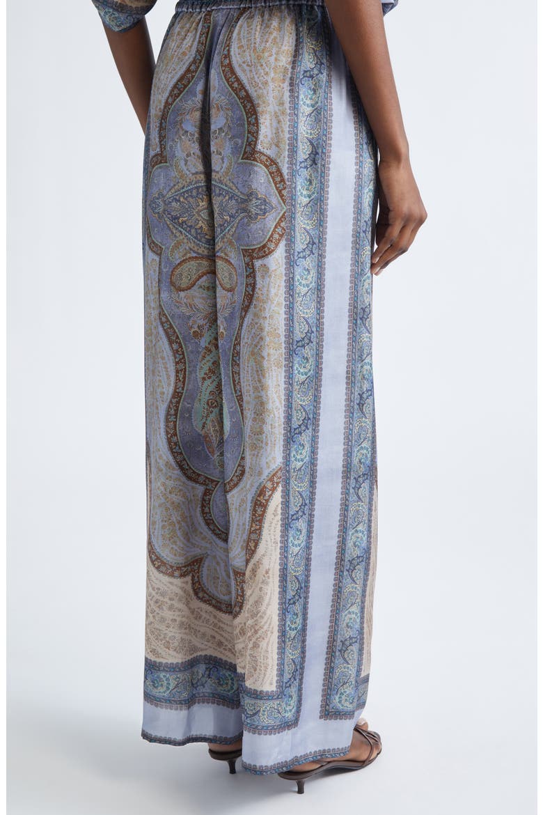 Wanderlust Paisley Relaxed Wide Leg Habutai Silk Drawstring Pants