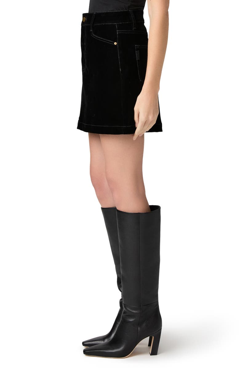 PAIGE Janelle Velvet Miniskirt, Alternate, color, Onyx Rich Velvet
